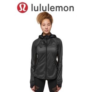 Lululemon Size 8 Goal Crusher Layered Mesh Jacket Black Outdoor
